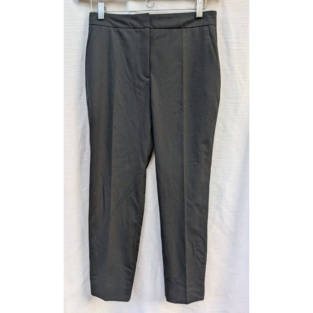 Zara Womens High Rise Straight Leg Trousers Sz 6 Black Career Business‎